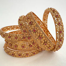 et of 6 gold Antique Bridal bangles choda set/Bridal bangles/Antique bangles/Gold bangles/Rajwadi bangles/Kundan stone bangles
