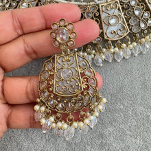 White Antique Polki Kundan necklace set/Reverse Ad Necklace/Statement necklace/Indian/Punjabi Necklace/Pakistani Jewelry/Bridal necklace/