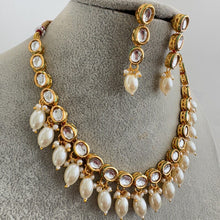 Pearl Kundan Necklace Set/Bollywood Jewelry/Indian wedding set/Bridal necklace set/Pakistani jewelry/wedding kundan set /punjabi Jewelry
