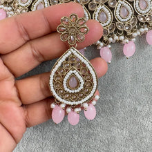 Pink Antique Polki Kundan necklace/Indian Jewelry/Pakistani Jewelry set/Weddings necklace/Bridal necklace/Reverse AD Set