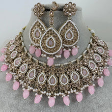 Pink Antique Polki Kundan necklace/Indian Jewelry/Pakistani Jewelry set/Weddings necklace/Bridal necklace/Reverse AD Set