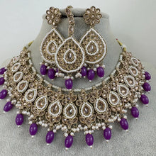 Purple Antique Polki Kundan necklace/Indian Jewelry/Pakistani Jewelry set/Weddings necklace/Bridal necklace/Reverse AD Set