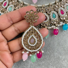 Multi color Antique Polki Kundan necklace/Indian Jewelry/Pakistani Jewelry set/Weddings necklace/Bridal necklace/Reverse AD Set