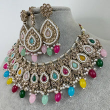 Multi color Antique Polki Kundan necklace/Indian Jewelry/Pakistani Jewelry set/Weddings necklace/Bridal necklace/Reverse AD Set