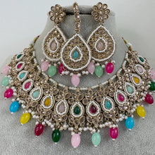 Multi color Antique Polki Kundan necklace/Indian Jewelry/Pakistani Jewelry set/Weddings necklace/Bridal necklace/Reverse AD Set