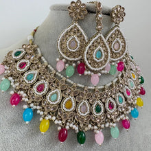 Multi color Antique Polki Kundan necklace/Indian Jewelry/Pakistani Jewelry set/Weddings necklace/Bridal necklace/Reverse AD Set