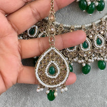 Green Antique Polki Kundan necklace/Indian Jewelry/Pakistani Jewelry set/Weddings necklace/Bridal necklace/Reverse AD Set