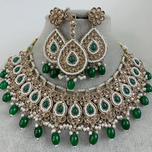 Green Antique Polki Kundan necklace/Indian Jewelry/Pakistani Jewelry set/Weddings necklace/Bridal necklace/Reverse AD Set