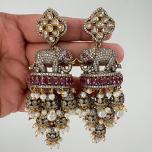 Victorian CZ Diamond Elephant Large Jhumka/Statement Earrings\CZ Indian Jhumka/Pakistani Jewelry/Indian Earring/Indian wedding/Gift for her