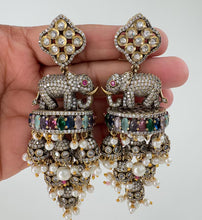 Victorian CZ Diamond Elephant Large Jhumka/Statement Earrings\CZ Indian Jhumka/Pakistani Jewelry/Indian Earring/Indian wedding/Gift for her