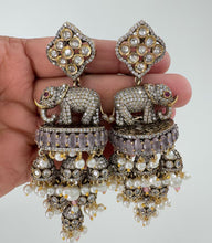 Victorian CZ Diamond Elephant Large Jhumka/Statement Earrings\CZ Indian Jhumka/Pakistani Jewelry/Indian Earring/Indian wedding/Gift for her