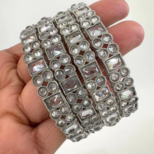 Set of 4 Silver Polki Kundan Silver Bangles Punjabi bangles Set/Bridal bangles /Polki Reverse AD bangles\Indian Bangles\Indian Wedding