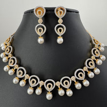 Pearl CZ diamond Necklace, Cubic Zircon Necklace, Indian Jewelry, Pakistani Jewelry, Bollywood Indian Wedding, Prom Necklace, Gift for Her