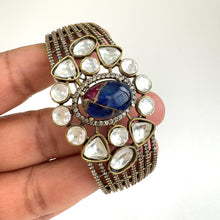 Fire Stone Victorian Moissanite Polki openable bracelets,Single Broad Bangle, bridesmaid gifts,Indian Pakistani Jewelry, Indian wedding,Gift