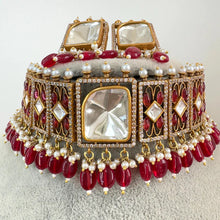 Ruby Victorian Moissanite polki Cz diamond choker Necklace,Indian Bridal Jewelry,Bollywood Sabyasachi Designer necklace, Pakistani Wedding