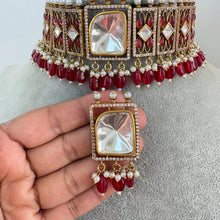 Ruby Victorian Moissanite polki Cz diamond choker Necklace,Indian Bridal Jewelry,Bollywood Sabyasachi Designer necklace, Pakistani Wedding