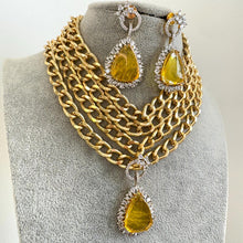 Victorian Yellow Doublet Statement Choker Necklace, Sabyasachi Inspired Choker, Designer necklace, Indian Pakistani Jewelry for Wedding
