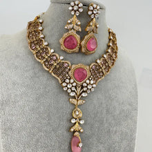 Pink Amrapali jewelry Inspired Gold Moissanite Polki Kundan Necklace, Fusion Indian trending jewelry, Bollywood, Indian, Pakistani necklace