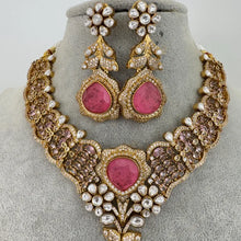 Pink Amrapali jewelry Inspired Gold Moissanite Polki Kundan Necklace, Fusion Indian trending jewelry, Bollywood, Indian, Pakistani necklace