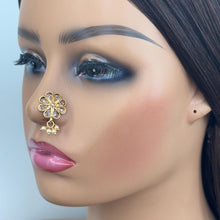 Gold Polki Nose Ring/Nath/Nathani/Boho Jewelry/Nose Clip/Ear Cuff/NON piercing Nose Ring/Bollywood Jewelry/Wedding Jewelry/Indian Bridal
