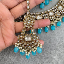 Blue Kundan Necklace Set, Pearl Kundan necklace , Bollywood Jewelry, Indian Pakistani jewelry for wedding