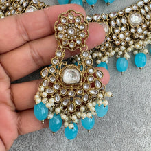 Blue Kundan Necklace Set, Pearl Kundan necklace , Bollywood Jewelry, Indian Pakistani jewelry for wedding