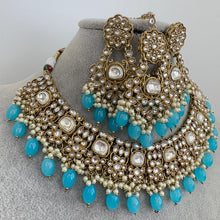 Blue Kundan Necklace Set, Pearl Kundan necklace , Bollywood Jewelry, Indian Pakistani jewelry for wedding