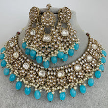 Blue Kundan Necklace Set, Pearl Kundan necklace , Bollywood Jewelry, Indian Pakistani jewelry for wedding