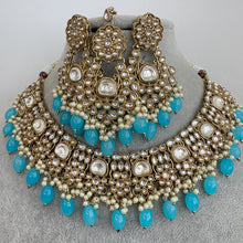 Blue Kundan Necklace Set, Pearl Kundan necklace , Bollywood Jewelry, Indian Pakistani jewelry for wedding