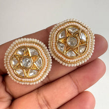 Moissanite Kundan Stud Earrings/ Indian Studs/ Green, Rani, Maroon Studs/ Indian Earrings/ Indian Jewelry/ Polki Studs/ Jadao Kundan/ Sabyas