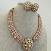 Pink Victorian Moissanite polki Cz diamond Necklace, Indian Bridal Jewelry, Bollywood Sabyasachi Designer necklace, Pakistani Wedding set