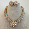 MintPink Victorian Moissanite polki Cz diamond Necklace, Indian Bridal Jewelry, Bollywood Sabyasachi Designer necklace, Pakistani Wedding