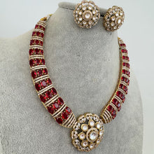 Ruby Red Victorian Moissanite polki Cz diamond Necklace, Indian Bridal Jewelry, Bollywood Sabyasachi Designer necklace, Pakistani Wedding