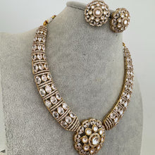 White Victorian Moissanite polki Cz diamond Necklace, Indian Bridal Jewelry, Bollywood Sabyasachi Designer necklace, Pakistani Wedding