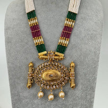 RubyGreen Long gold plated Polki mala Necklace/Indian Long Necklace/Pakistani Jewelry/Necklace Mala/Indian Wedding/Rani Haar