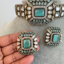 Mint Green Victorian Polki Kundan CZ Necklace Choker/Designer Bollywood Jewelry/Statement Bridal jewelry/Indian Wedding/Pakistani/Punjabi