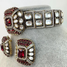 Ruby Victorian Polki Kundan CZ Necklace Choker/Designer Bollywood Jewelry/Statement Bridal jewelry/Indian Wedding/Pakistani/Punjabi