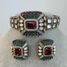 Multi Victorian Polki Kundan CZ Necklace Choker/Designer Bollywood Jewelry/Statement Bridal jewelry/Indian Wedding/Pakistani/Punjabi Jewelr