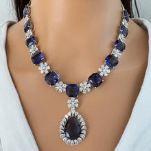 Purple TearDrop CZ diamond Necklace, Indian CZ diamond, Prom Jewelry, Mother of the Bride Teardrop Necklace, Bridesmaid, Graduation gift