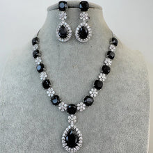 Black TearDrop CZ diamond Necklace, Indian CZ diamond, Prom Jewelry, Mother of the Bride Teardrop Necklace, Bridesmaid, Graduation gift
