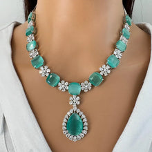 Mint TearDrop CZ diamond Necklace, Indian CZ diamond, Prom Jewelry, Mother of the Bride Teardrop Necklace, Bridesmaid, Graduation gift