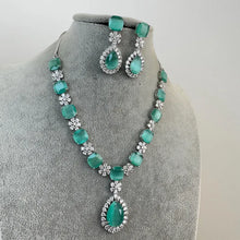 Mint TearDrop CZ diamond Necklace, Indian CZ diamond, Prom Jewelry, Mother of the Bride Teardrop Necklace, Bridesmaid, Graduation gift