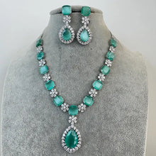 Mint TearDrop CZ diamond Necklace, Indian CZ diamond, Prom Jewelry, Mother of the Bride Teardrop Necklace, Bridesmaid, Graduation gift