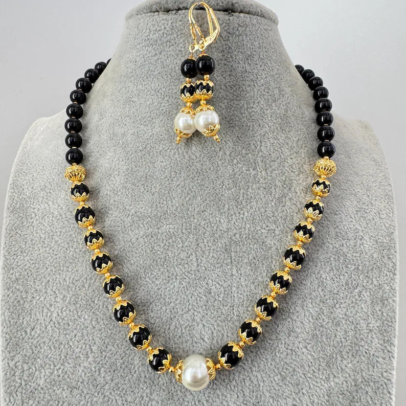 Antique Mala Necklace With Gold Plating, Antique necklace, Indian Jewelry, Pakistani Jewelry, Pearl Beads Mala Necklace, Gift for her