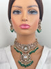 Green Bridal Mossinate Polki Victorian Necklace, Sabyasachi Necklace, Wedding necklace, Semi Precious Jewelry, Bollywood Celebrity Necklace