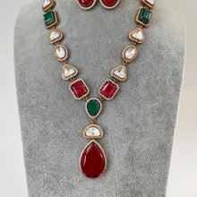 RubyGreen Doublet Victorian uncut polki CZ diamond Necklace,Sabyasachi Necklace,Statement Necklace,Semi Precious Necklace, Designer necklace