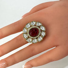 Fine Victorian Moissanite Polki Ring/Adjustable Ring/Indian Ring/Pakistani/Punjabi/Indian Jewelry/Bollywood/Statement ring, Cocktail Ring