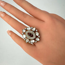 Fine Victorian Moissanite Polki Ring/Adjustable Ring/Indian Ring/Pakistani/Punjabi/Indian Jewelry/Bollywood/Statement ring, Cocktail Ring