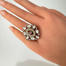 Fine Victorian Moissanite Polki Ring/Adjustable Ring/Indian Ring/Pakistani/Punjabi/Indian Jewelry/Bollywood/Statement ring, Cocktail Ring