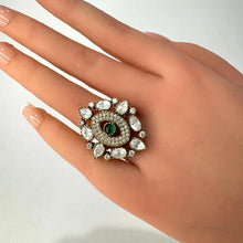 Fine Victorian Moissanite Polki Ring/Adjustable Ring/Indian Ring/Pakistani/Punjabi/Indian Jewelry/Bollywood/Statement ring, Cocktail Ring